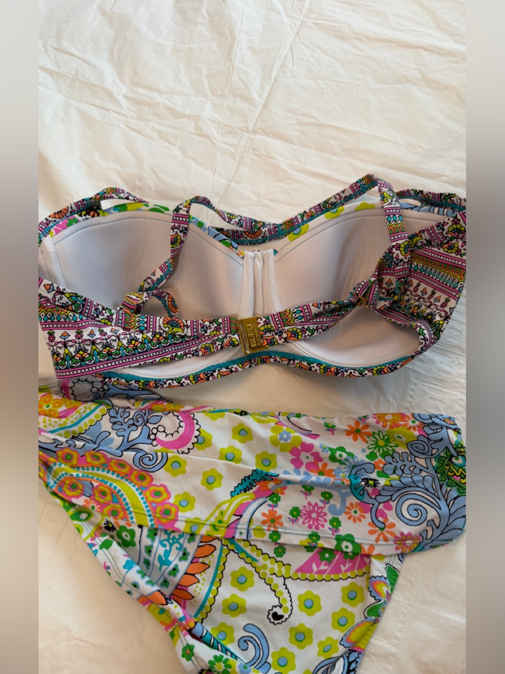 Bleu Rod Beattie White Multi Paisley Two-Piece Swimsuit - Picture 3 of 6